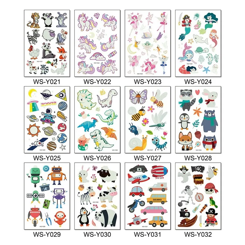 Kids Luminous Tattoo Stickers Children DIY Temporary Glow In The Dark Stickers for Children's Body Cartoon Art Sticker Glow Toys