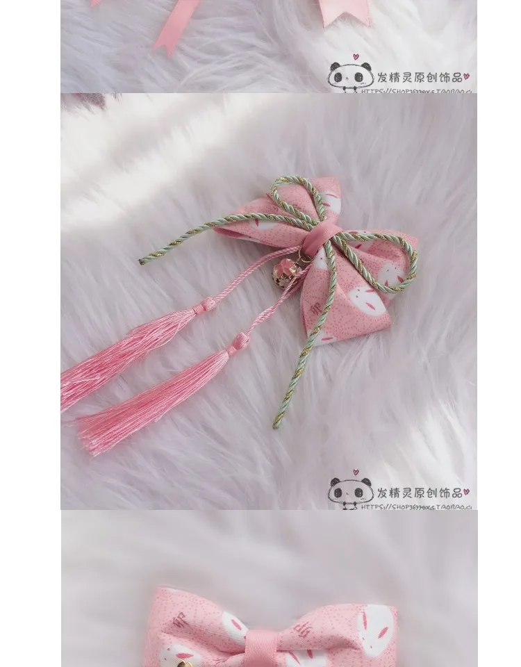 Заколка для волос Sakura rabbit and wind, заколка для волос, японская кисточка, Бант Hanfu, обруч для волос, аксессуары для волос