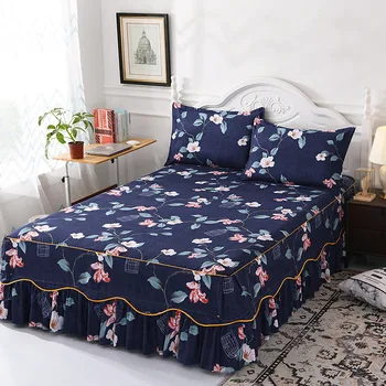 

Korean Style Princess Bed cover set bed skirt Home Non-slip Bedspread 3pcs Set with Pillowcase
