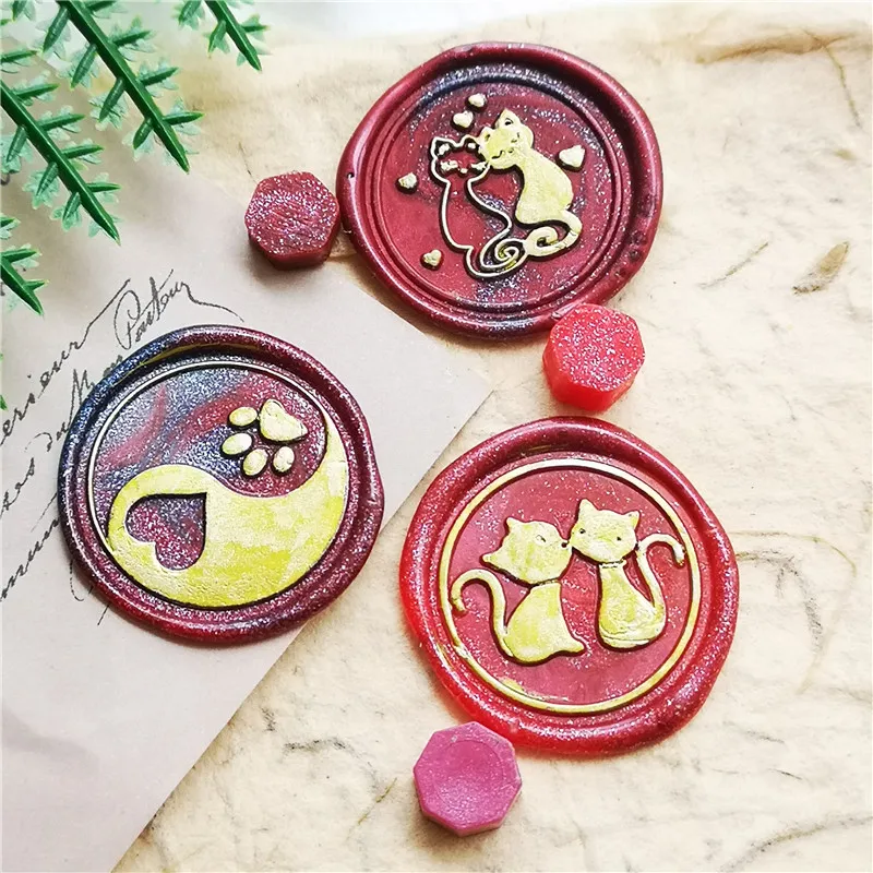 DIY Cat Sealing Wax stamp /Cat Paw wedding Wax Seal Stamp Antique Palace Metal Animal Girl for Documents Wedding Invitations