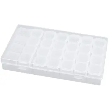 

Nail Art Storage Box Plastic Display Case Organizer Holder For Rhinestone Beads Ring Earrings Transparent 28 Slots