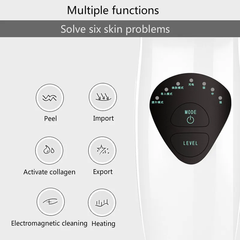 Инструмент для импорта отрицательных ионов бытовой микротоковый омоложение кожи подтяжка удаление морщин нагревательный чистящий инструмент