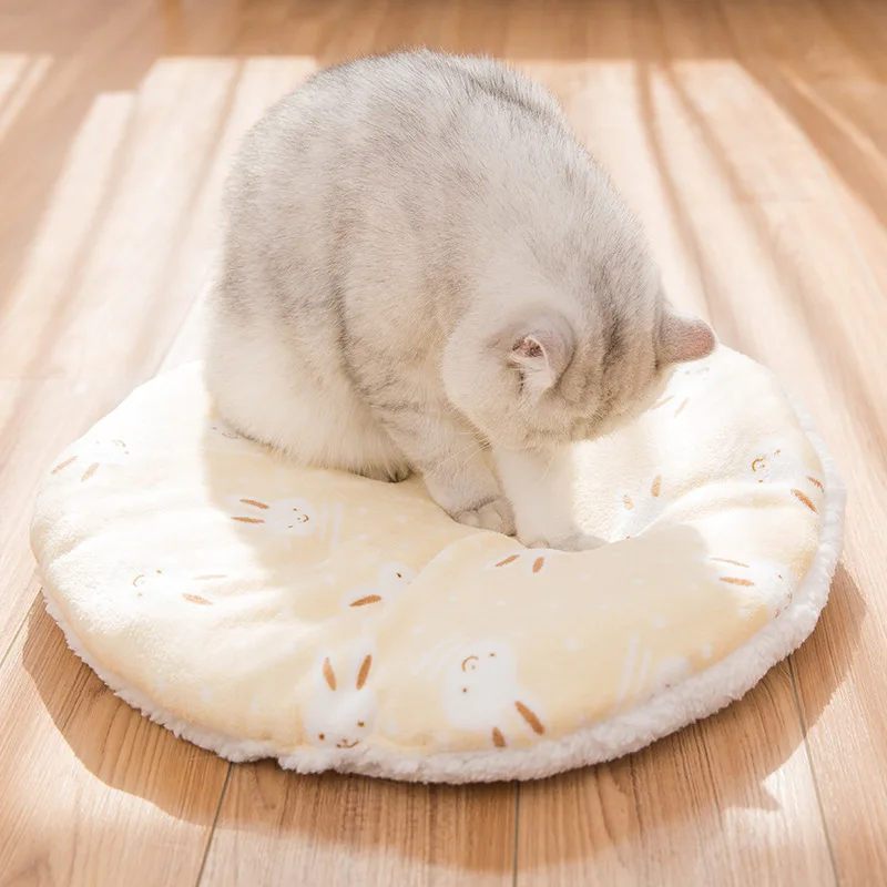

Round Cat Bed Flannel Cat House Dog Bed Cartoon Pet Cushion Easy To Clean Blankets Winter Autum Portable Cat Dog Pet Supplies