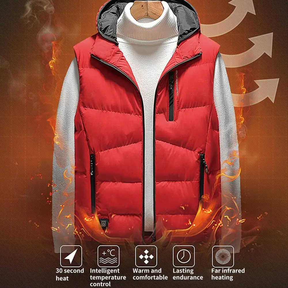 

Autumn And Winter Graphene Electric Hooded Vest Usb Safety Intelligent Thermostat Heating Vest Can Be Washed