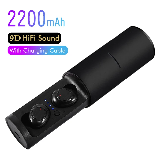 Wireless Earbuds Bluetooth Headset Bluetooth Headphones with 24Hrs Charging Case Sweatproof Earbuds Built-in Mic Stereo Earphone as shown