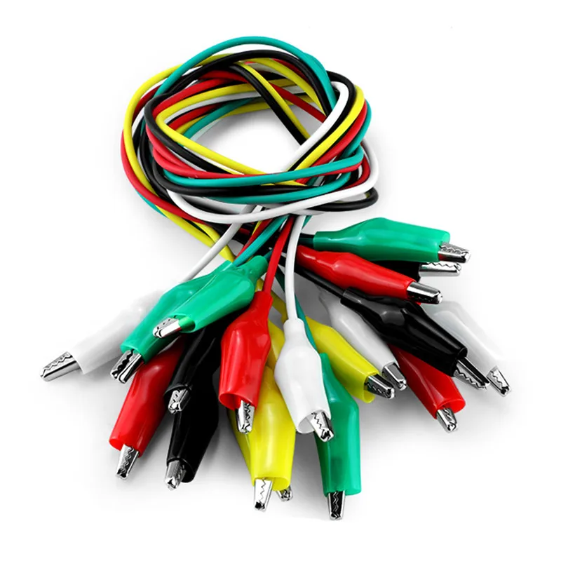 10pcs Color Alligator Clip Electric DIY Small Battery Power Cord Sheath Electric Clamp Double Head Test Clamp.28mm35mm45mm 50cm
