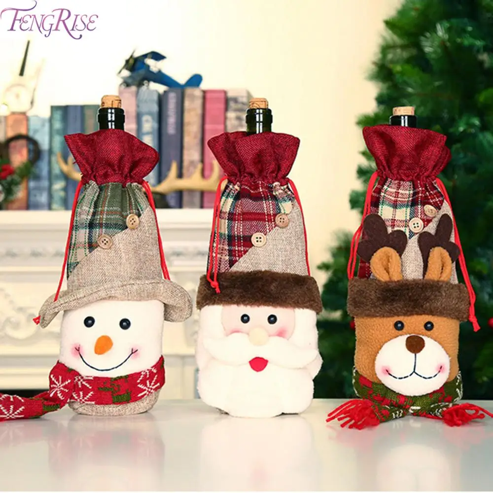 

FENGRISE Christmas Wine Bottle Cover Merry Christmas Decoration For Home 2019 Chrismas Navidad Xmas Decor Happy New Year 2020