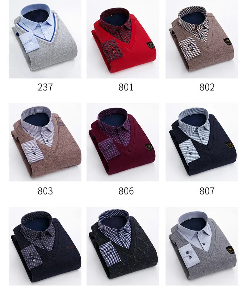 Quality Men's Winter Warm Soft Casual Shirt Sweater Cardigan Long Sleeve Shirt Collar Cardigan Flannel Men Home Dress Shirt