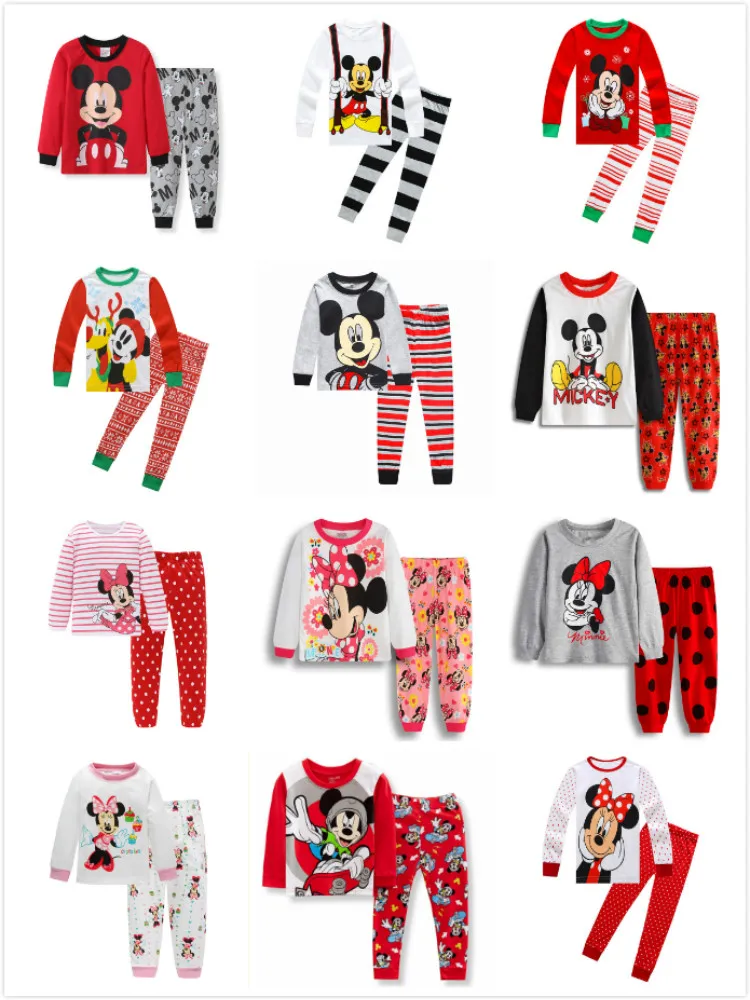 Kids Baby Girls Boys Pyjamas Mickey Minnie Mouse Nightwear Lounge Set Sleepwear