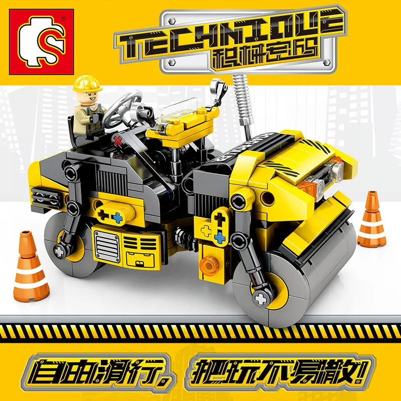 

Baby Semp 701201 Building Blocks Engineering Vehicle Series Double Steel-wheel Roller zuan tou ji Assembled Small Particles Educ