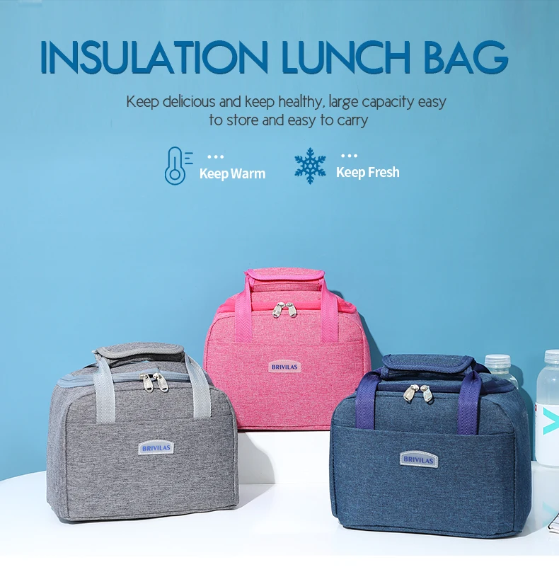 Brivilas lunch bag waterproof thermal bag oxford fabric portable Insulated cation picnic food box women tote storage Ice bags