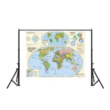 150x225 см Нетканая складная карта мира с детальной этикеткой без национального флага для начинающих