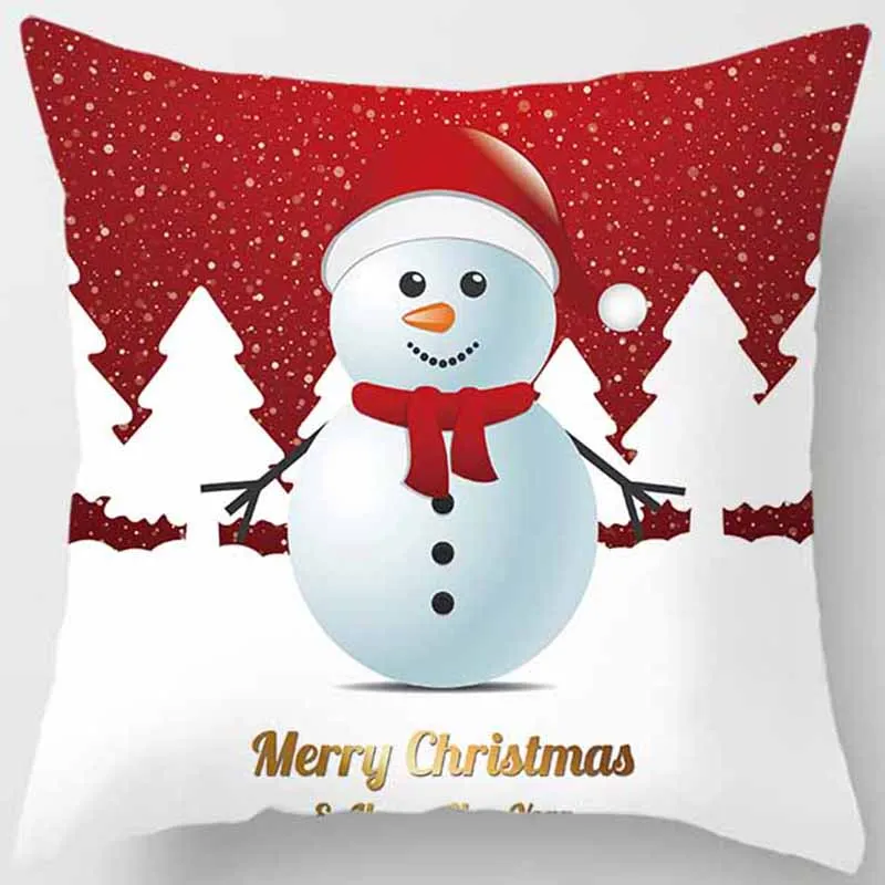 Рождественский чехол для подушки со снеговиком, модный квадратный чехол для подушки с милыми рисунками, размер 45*45 см - Цвет: 17