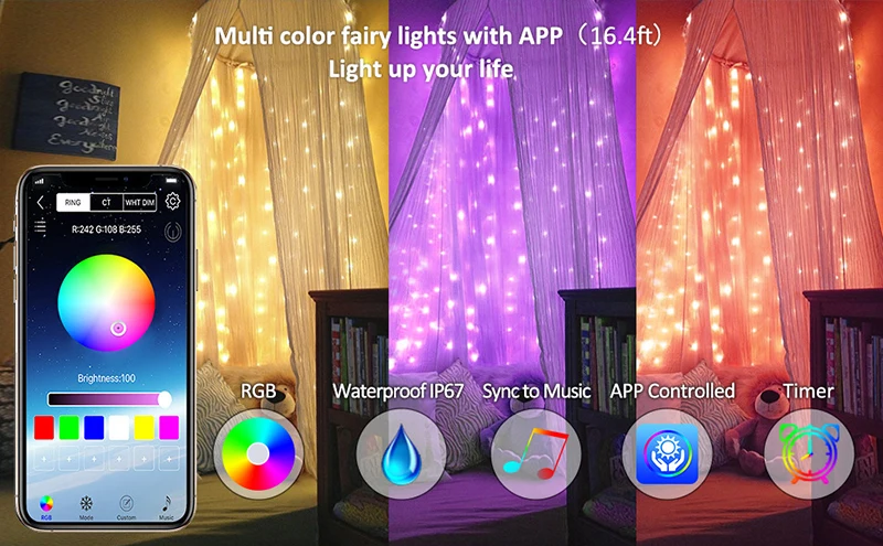Christmas Tree Decor Bluetooth Led String Lights Merry Xmas For Home 2021 USB Smart Lamp Navidad Noel Gifts New Year Decoration