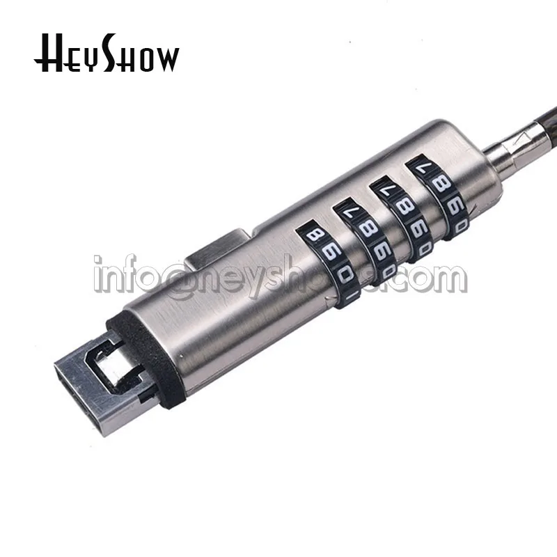 USB Port Laptop Security Lock, 4 Digit Password, Notebook Secure Steel Lock Cable, Anti Theft Combination, Protective