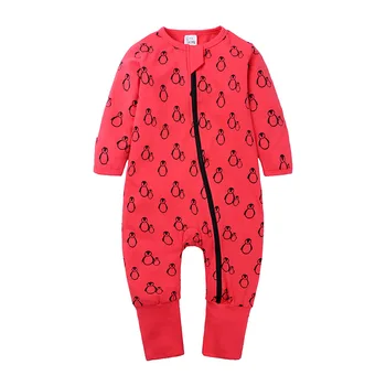 

Newborn Infant Girls Boys Red Penguin Long Sleeve Cartoon 100% Cotton Baby Romper Jumpsuit