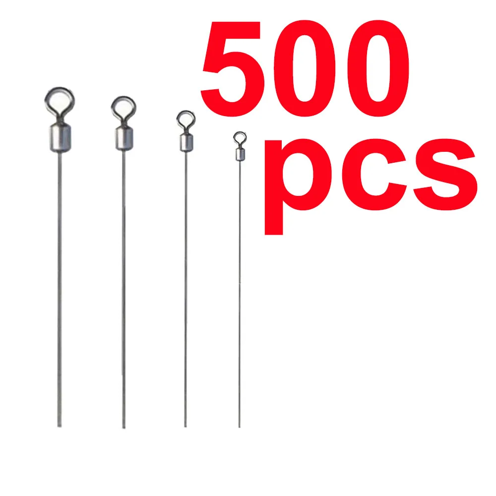 Fishing Swivels Fishing Accessories Fishing Tackle 500pcs Hard Steel Wire Long Pole Stainless Steel Barrel Rolling Connector