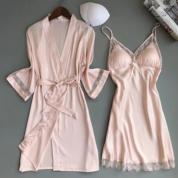 

New Women Sexy Nightwear Plus Size Satin Silk Pajamas Nightdress Women Robes Underwear Sleepwear Lingerie