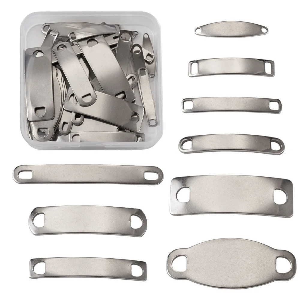 

45pcs/box Rectangle 304 Stainless Steel Links Charms Connectors For DIY Bracelet Necklace Jewelry Making Findings Accessories
