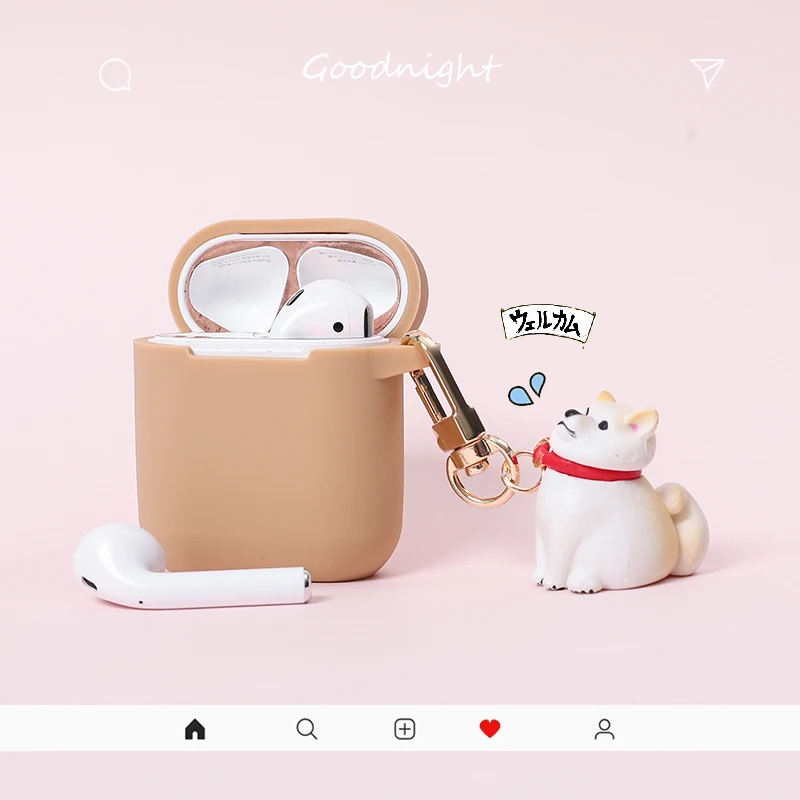 Милый мультфильм щенок наушники чехол для AirPods 2 силиконовый чехол Kawaii беспроводной Bluetooth наушники защитный чехол с брелком