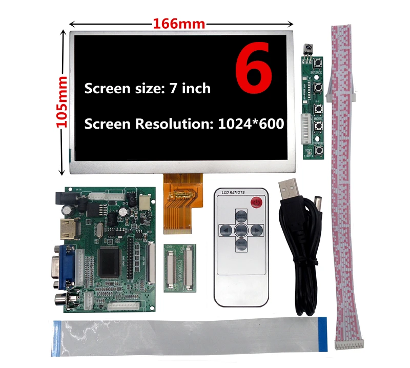 7/8/9/10.1 inch 1024*600 Screen LCD Display with HDMI VGA Driver Board Monitor for Raspberry Pi Banana/Orange Pi Mini computer - Цвет: Style 6