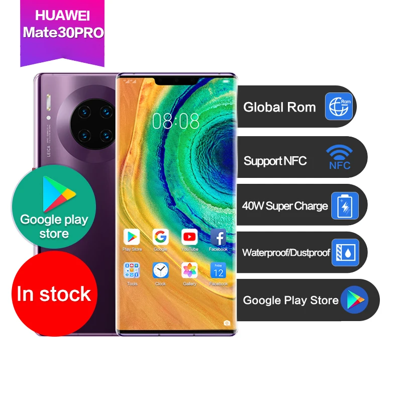 Huawei Mate 30 pro 6 53 &quotГлобальная Rom OLED 3x zoom Поддержка Google NFC водонепроницаемый 40WSuper Charge