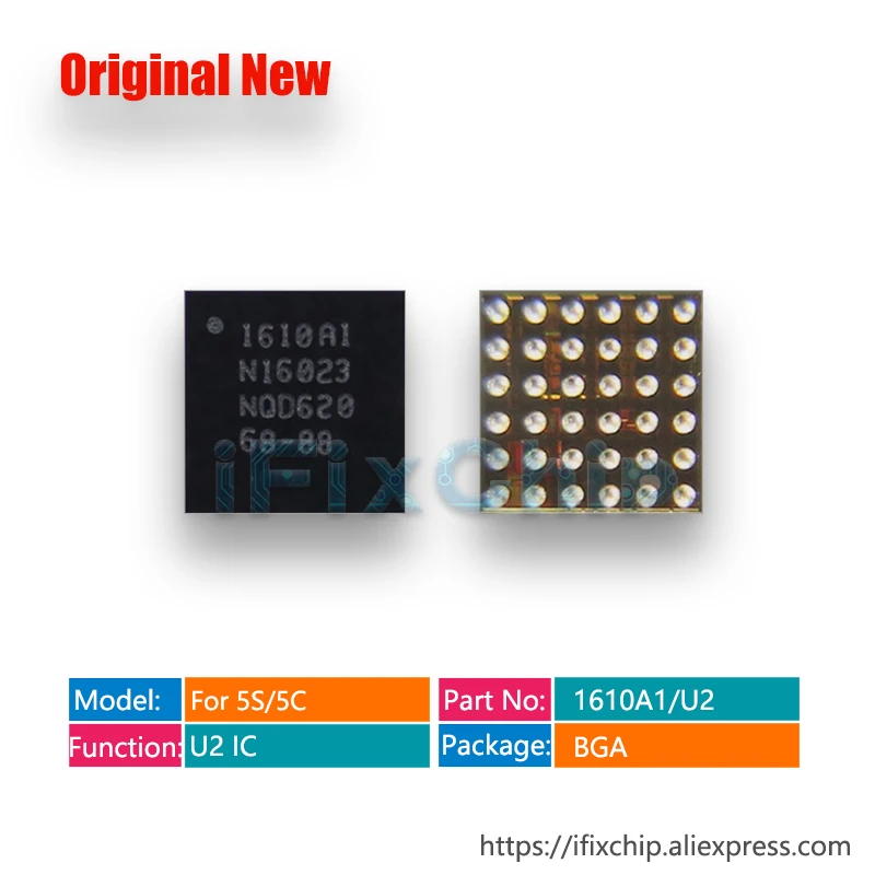 

2-100pcs/lot Reballing used 1610A1 charging usb chip for iphone 5S/5C charger ic 1610a 1610 U2 TRISTAR IC