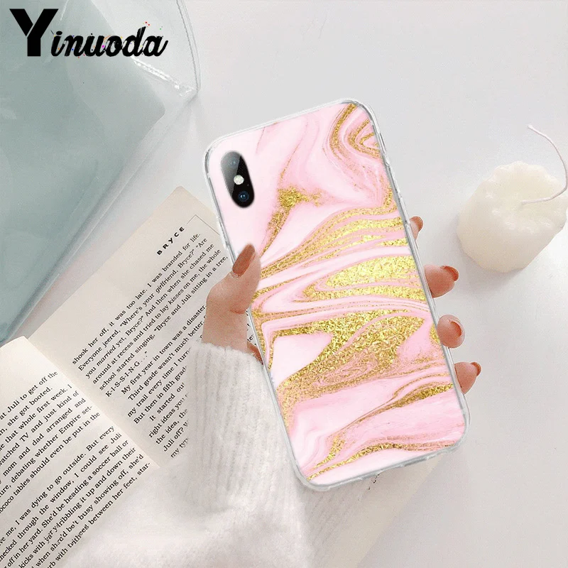 Love Heart Gold Rose Marble Stripes