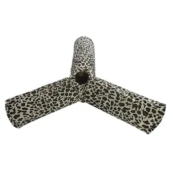 

Leopard Crinkle Tee Roller Cat Tunnel Kitten Play Toy Collapsible Ventilated Design Easy Storage Entertainment Supplies