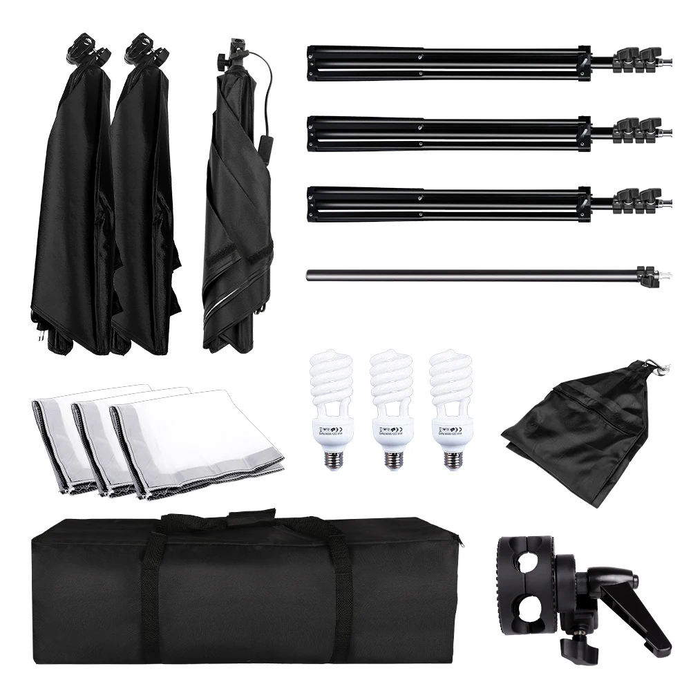 Photography Softbox Lighting Kit Continuous Lights Photo Equipment Studio Accessories With Cantilever Frame Support System