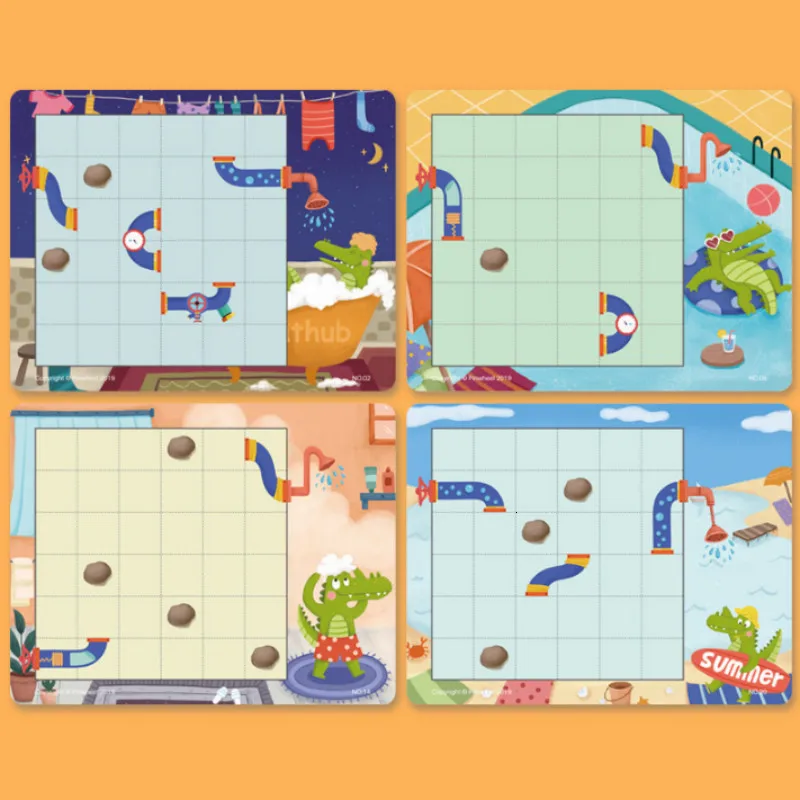 Tanie Pomoc mały krokodyl labirynt IQ Puzzle zabawki do gry dla dzieci poprawić zdolność logicznego myślenia Puzzle 30 wyzwanie z rozwiązaniem