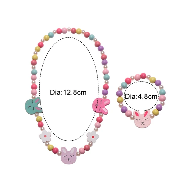 Girls Beads Toys Necklace Bracelet Butterflies Flowers Baby Handmade Necklace Accessories Princess Kids Birthday Gifts 6