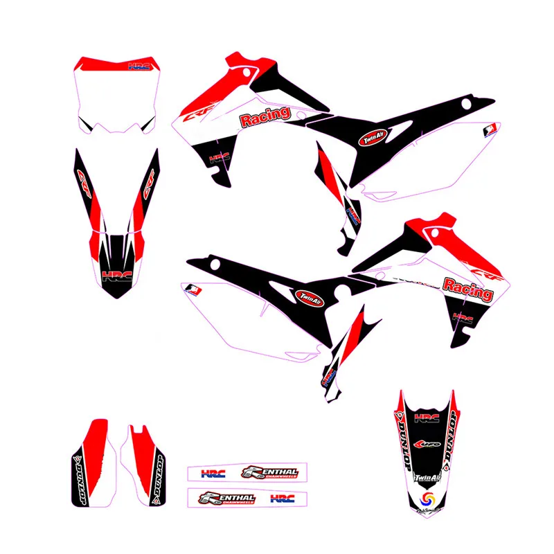 CRF250R 2014 2017 CRF полная команда обтекатель графика наклейки Наклейка на заказ для Honda