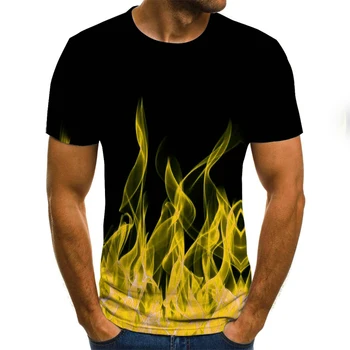 2020 new flame męska koszulka letnia moda z krótkim rękawem 3D koszule z okrągłym dekoltem dym element koszula modna męska koszulka tanie i dobre opinie HIMOBEANS SHORT Z okrągłym kołnierzykiem tops Z KRÓTKIM RĘKAWEM routine Sukno POLIESTER 3D styl Drukuj