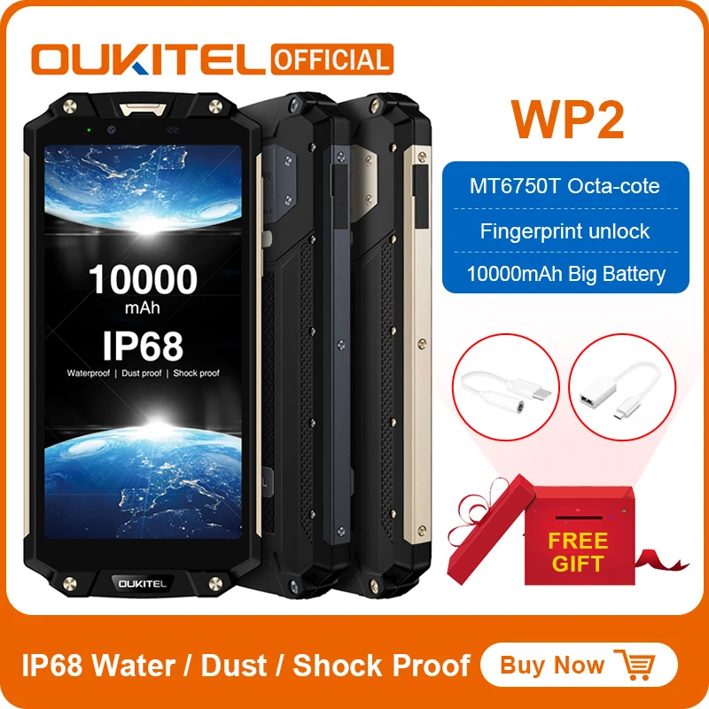 Ударопрочный смартфон OUKITEL WP2 4 ГБ+64 ГБ MT6750T восемь ядер 6 дюймовый дисплей 18:9 10000