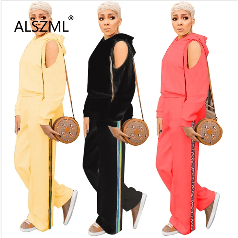 Hooded Special Design Long Sleeve Crop Top And Pants 2 Pieces Set Casual Lady Fashion Tracksuits |