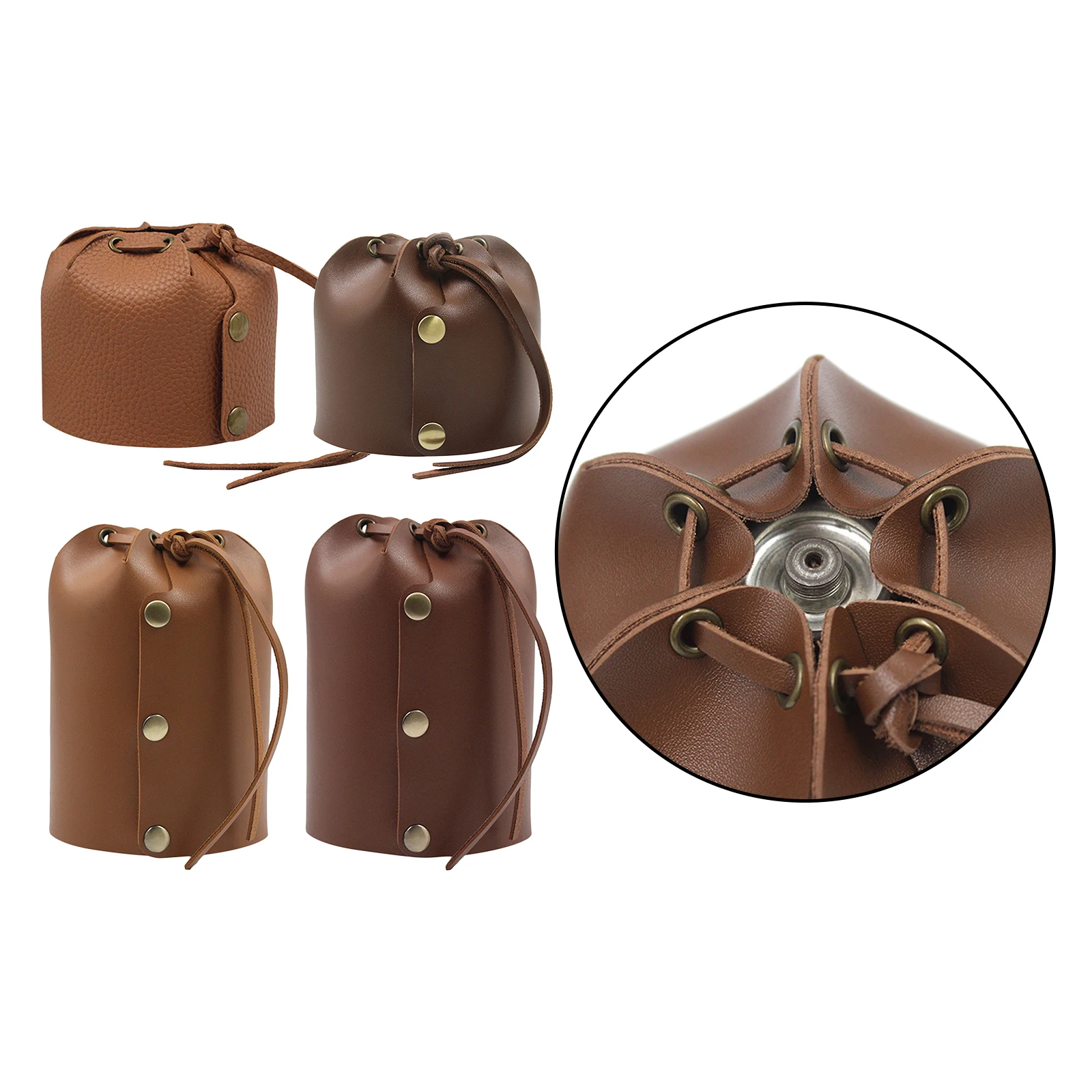 Gas Tank Protective Cover Case PU Leather Drawstring Bag Outdoor Hiking Tool