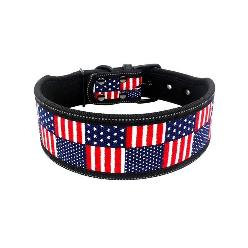 B Reflective Nylon Dog Collar Fashion Printed Adjustable Pet Collars For Medium Large Dogs Pitbull S M L - Цвет: B