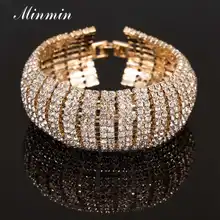 Minmin Золотой геометрический классический браслет и браслет с кристаллами для женщин, роскошный свадебный браслет, ювелирные изделия для невесты, вечеринки, выпускного, MSL434