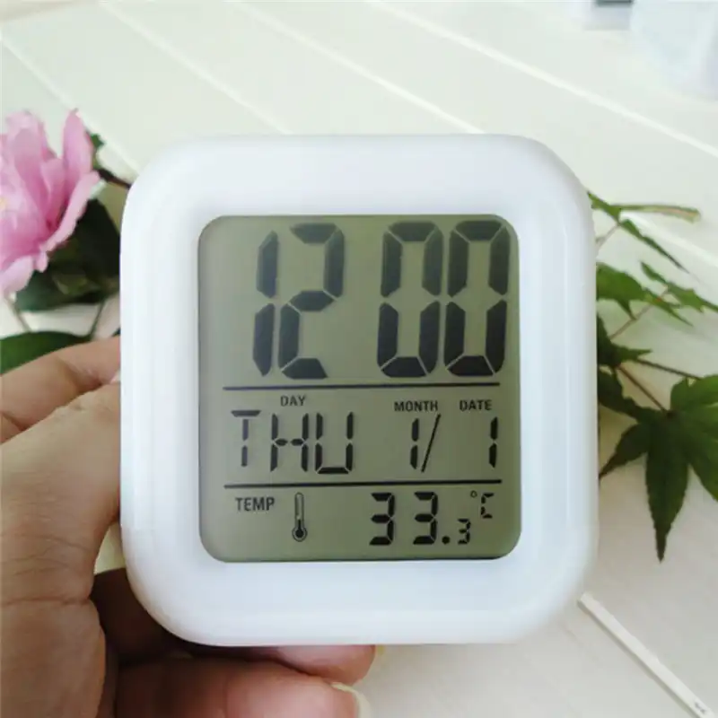 Reveil Numerique Colore Multifonction Gadget De Bureau Thermometre Date Nuit Lumineux Cube Horloge Lcd Decoration De Maison Nouveau Aliexpress