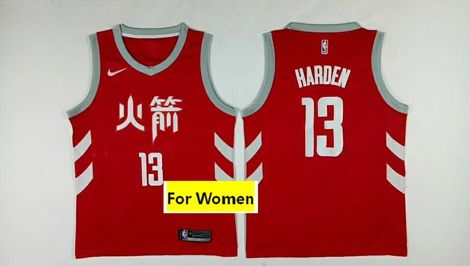 As photo Для женщин baskeball Хьюстон Джеймс Харден Уэстбрук Оладжьювон Клайд Дрекслер Шорты Майки - Цвет: As photo