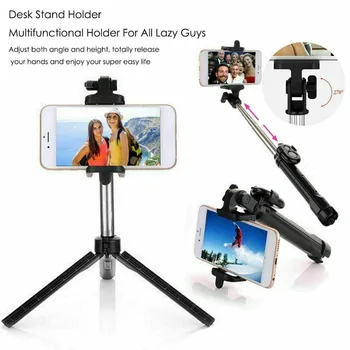 

Universal Suitable For Mobile Phone Stainless steel Telescopic Monopod Mini bluetooth with Remote Control Selfie Stick Tripod