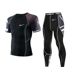 Комплект из двух предметов, мужские компрессионные колготки для спортзала, спортивные костюмы, тренировочные костюмы, одежда для тренировок, бега, спортивный костюм