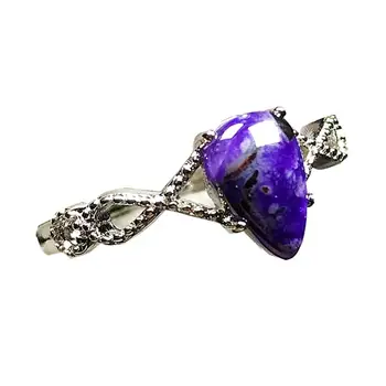

Top Natural Royal Purple Sugilite Ring Jewelry For Woman Man Crystal 9x6mm Oval Beads Stone Silver Fashion Adjustable Ring AAAAA