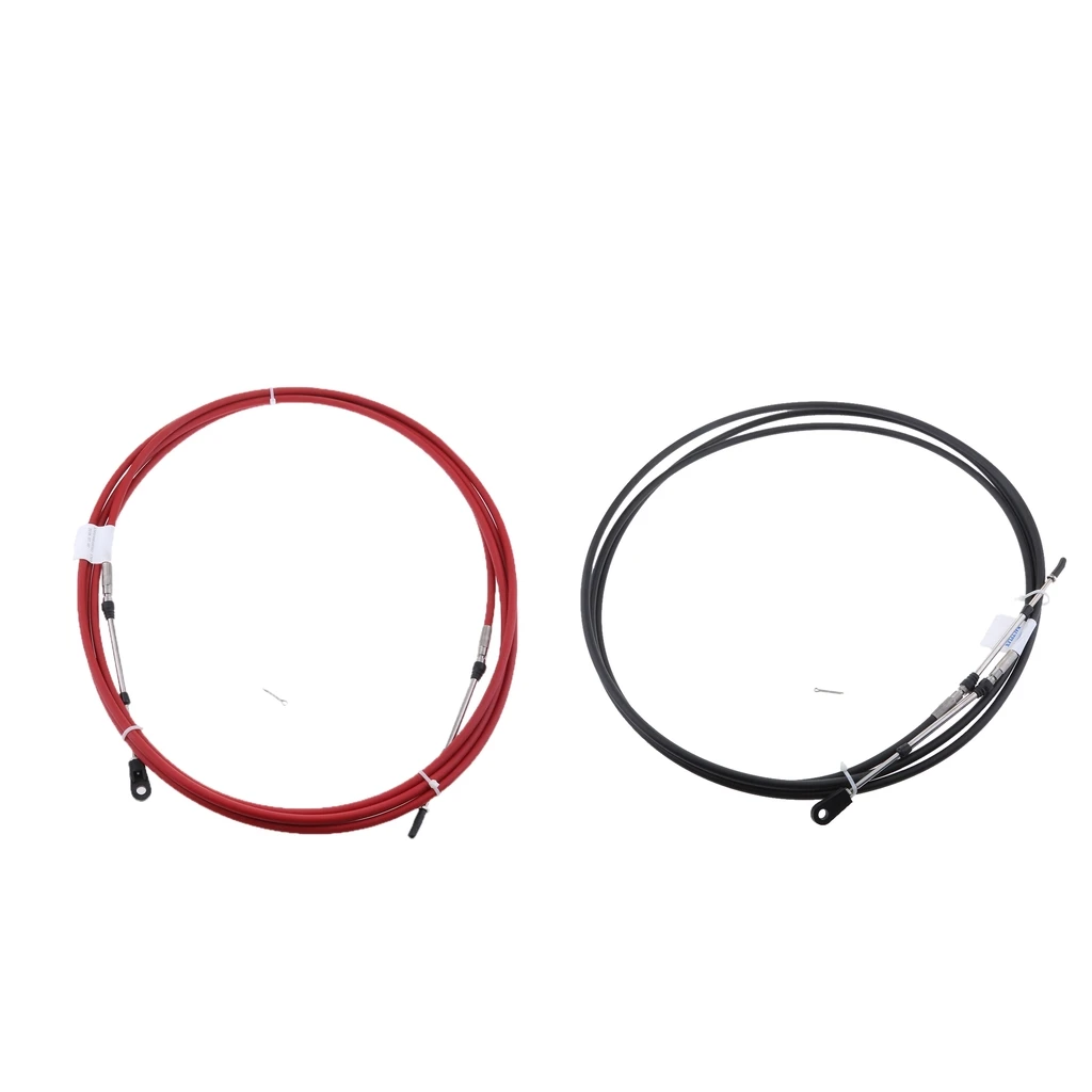 2pcs 18FT Throttle Shift Control Boat Motor Cable, Throttle Shift Cable, Remote Control for Yamaha Outboard(Black & Red)