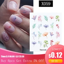 Harunouta primavera tema verde simples água decalque adesivo flor folha árvore verão diy slider para manicure arte do prego marcas dwaterágua