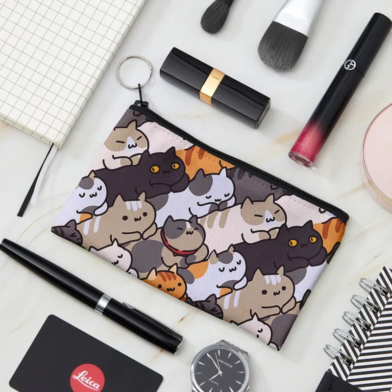 Women and Men Funny Cute Cat And Dog Cartoon Picture Coin Purse Girls Wallet Pouch Zipper Small Canvas Bag