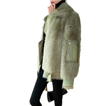 

2020 Winter New Fur One Locomotive Clothing Fashion Granule Sheep Shearing Tuscan Fur Lamb pike Coat Women's clothing