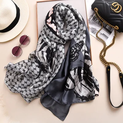 style 66 Роскошный бренд хиджаб летние женские шарфы мягкие длинные шелковые шарфы с принтом женские шаль и накидка пашмины бандана пляжные палантины - Цвет: style 66
