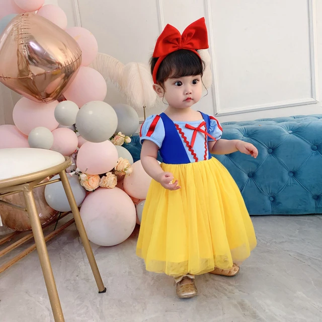 Vestido Infantil Fantasia Branca De Neve Disney Tam 6 a 12